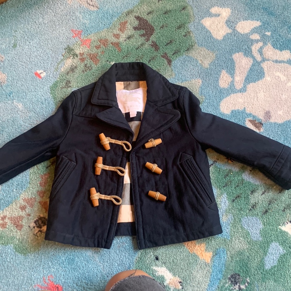 Burberry Toddler Navy cotton peacoat, size 2Y unisex